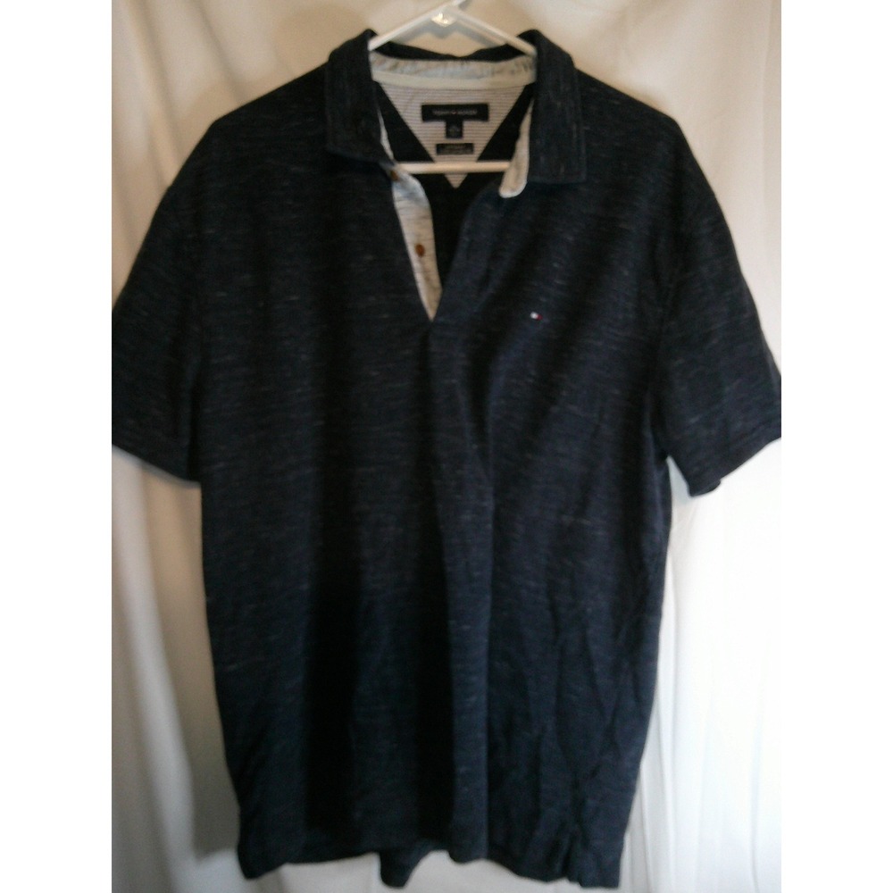 Vintage Tommy Hilfiger Polo Shirt Heathered Knit Casual Short Sleeve Mens XL